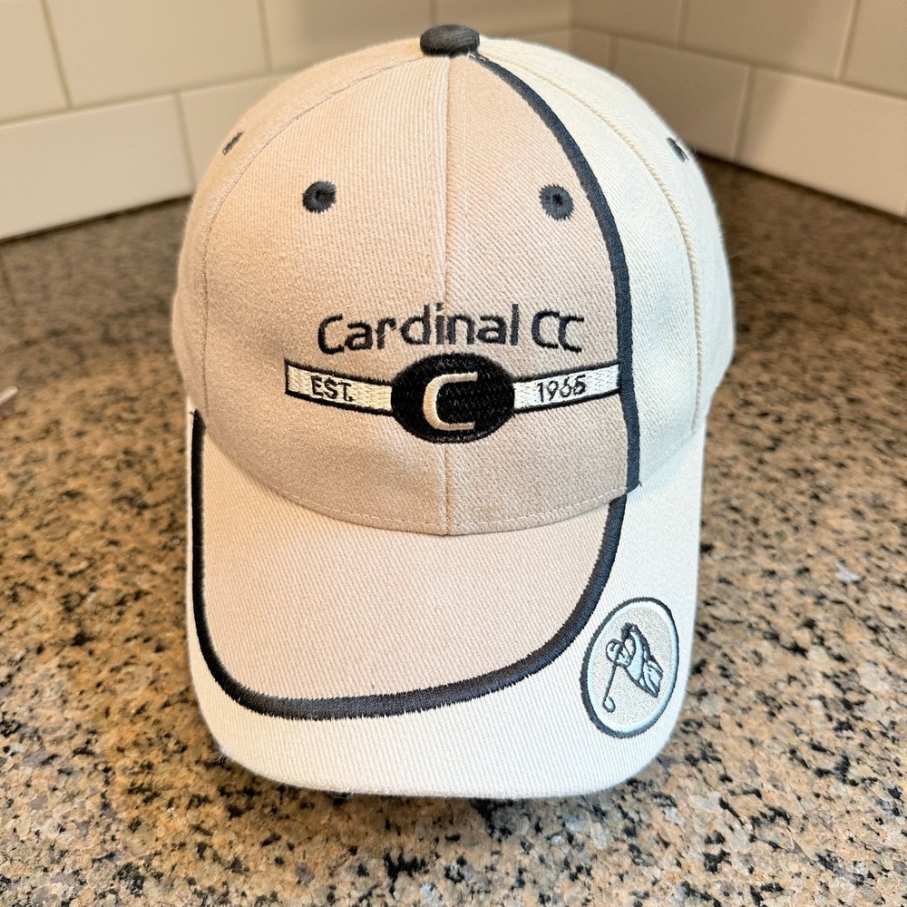 Vtg Cardinal Country Club Cardinal CC Golf Hat Men OS Beige Cotton Blend